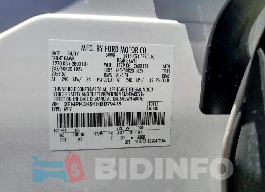 2FMPK3K91HBB79418 Photo# 13