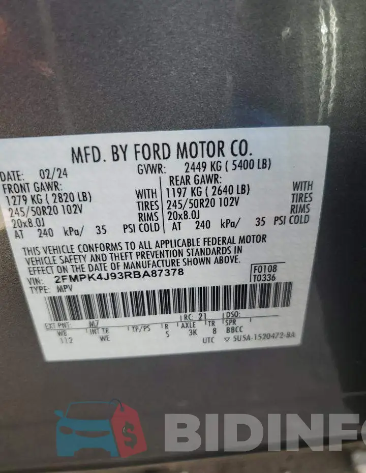 2FMPK4J93RBA87378 Photo# 13
