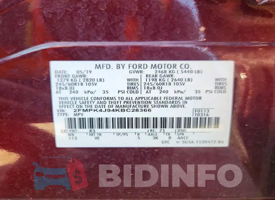 2FMPK4J94KBC28366 Photo# 13