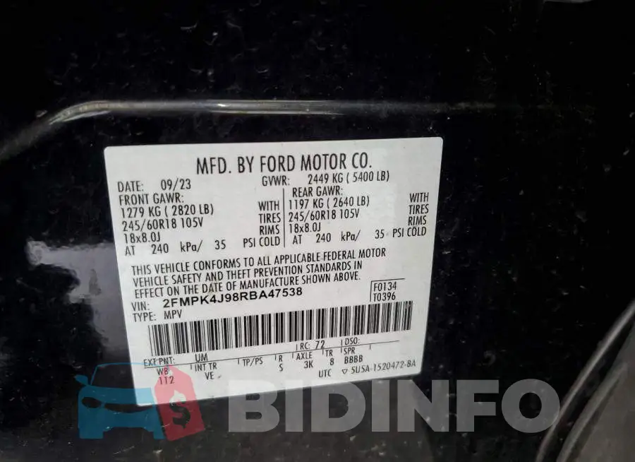 2FMPK4J98RBA47538 Photo# 13