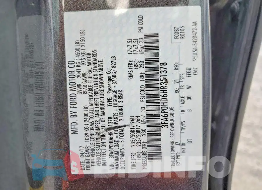 3FA6P0HD6HR351378 Photo# 12