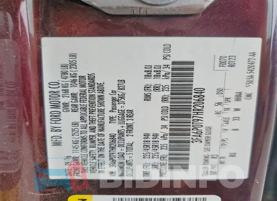 3FA6P0T97HR206840 Photo# 12