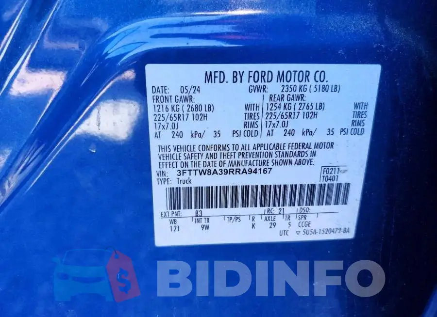 3FTTW8A39RRA94167 Photo# 12