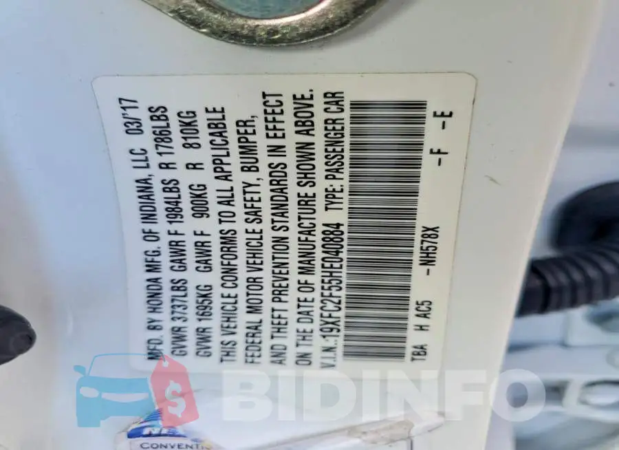 19XFC2F55HE040884 Photo# 12