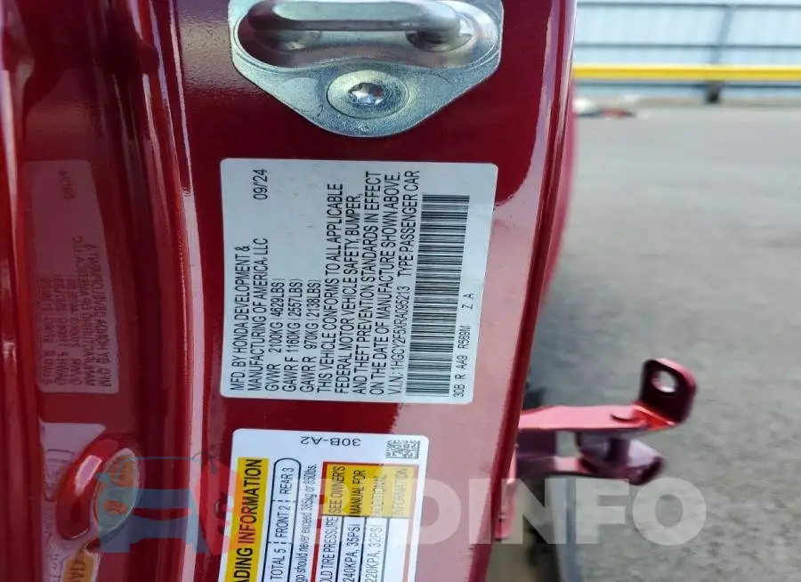 1HGCY2F5XRA095213 Photo# 12