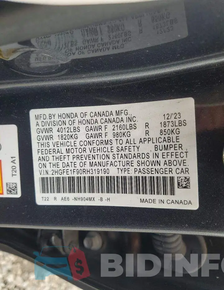 2HGFE1F90RH319190 Photo# 12