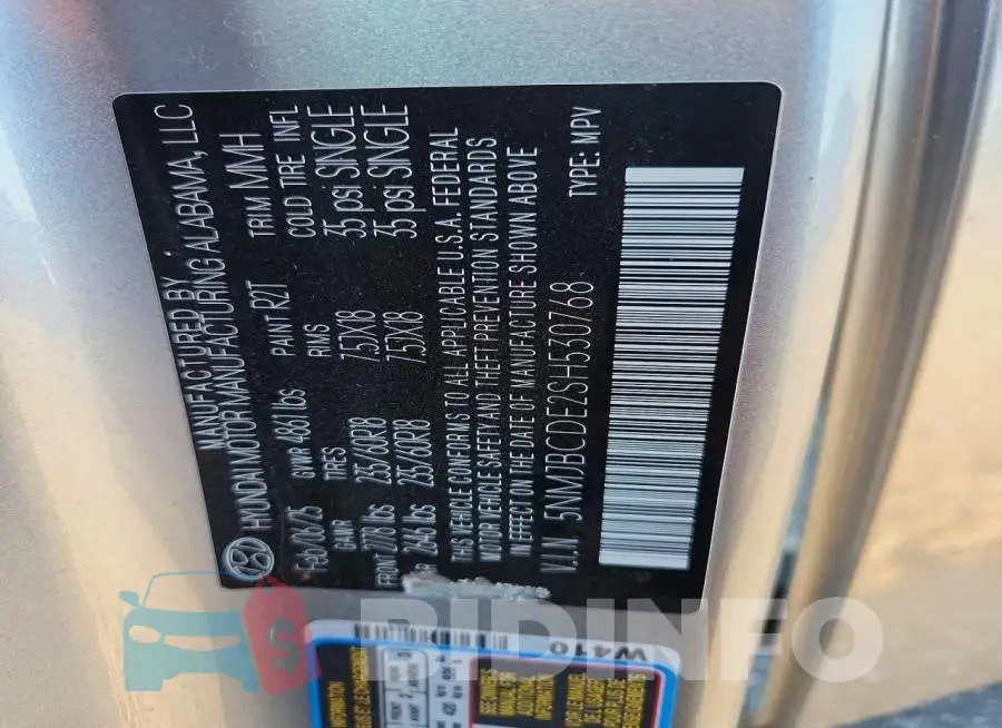 5NMJBCDE2SH530768 Photo# 14