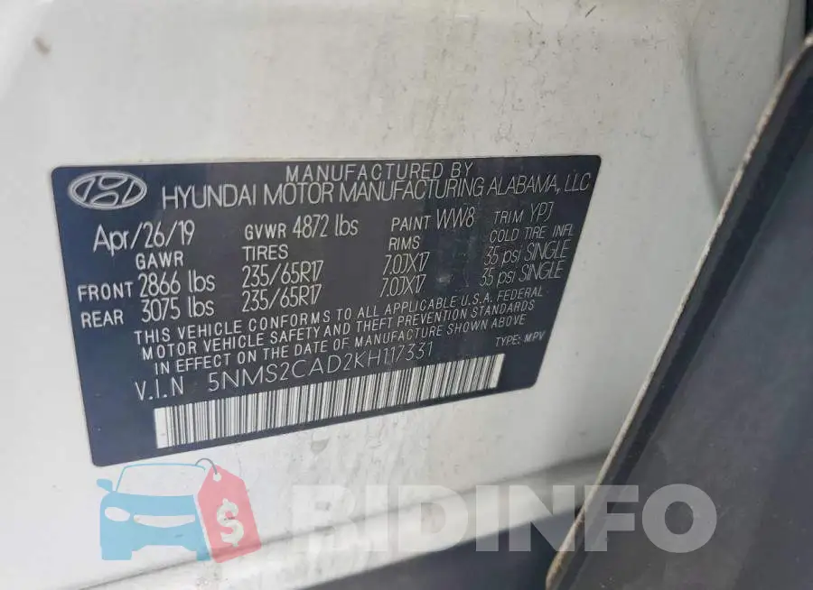 5NMS2CAD2KH117331 Photo# 13