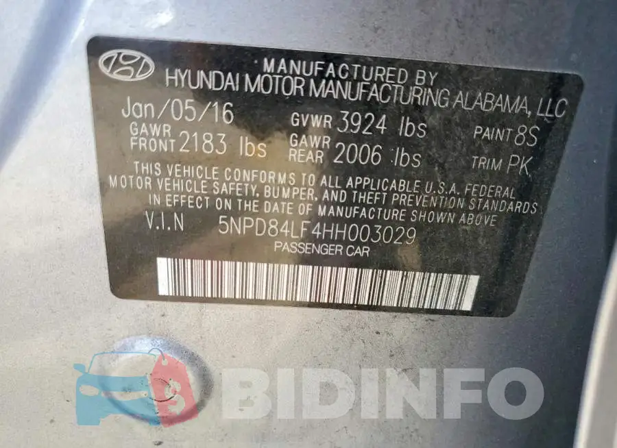 5NPD84LF4HH003029 Photo# 13