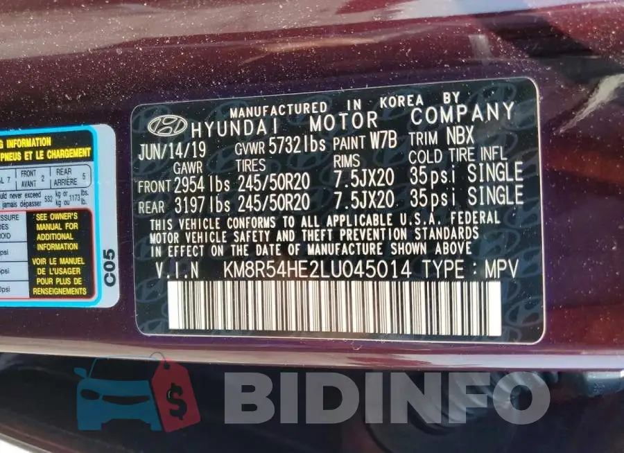 KM8R54HE2LU045014 Photo# 13