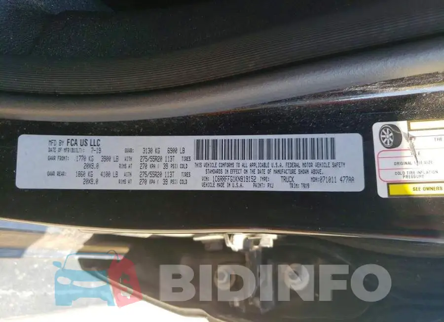 1C6RRFFG1KN919152 Photo# 12