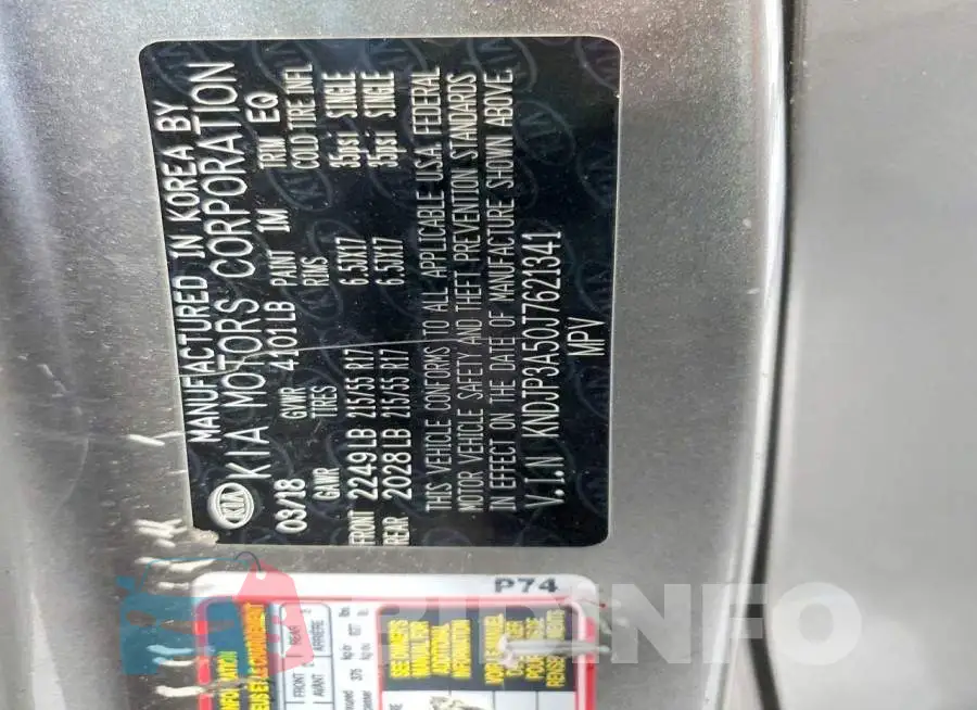 KNDJP3A50J7621341 Photo# 12