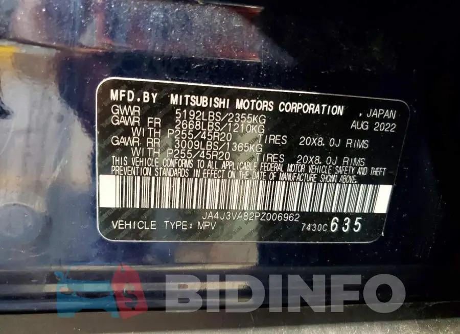 JA4J3VA82PZ006962 Photo# 13