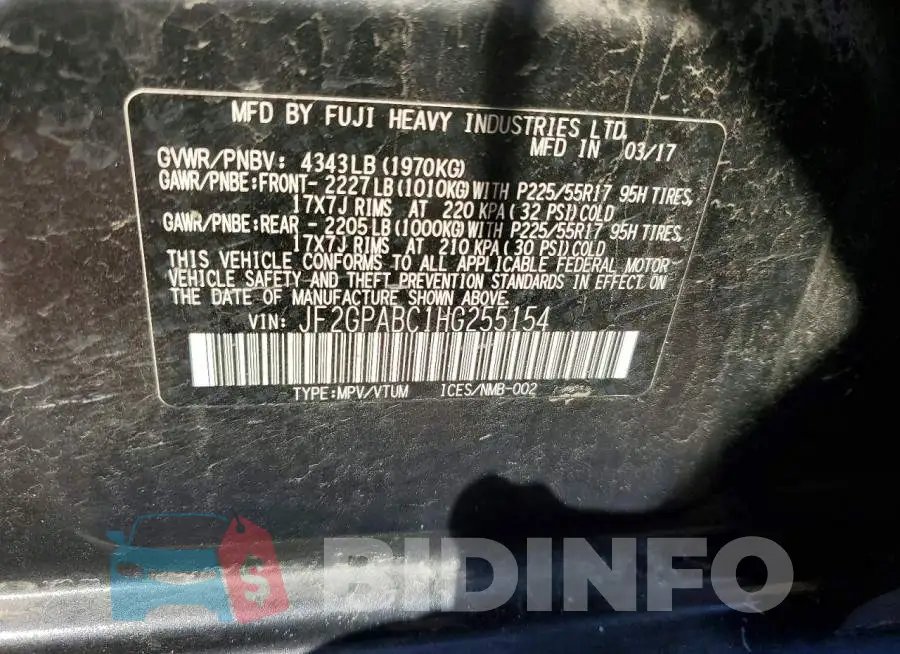 JF2GPABC1HG255154 Photo# 12