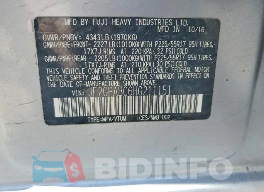 JF2GPABC6HG211151 Photo# 13