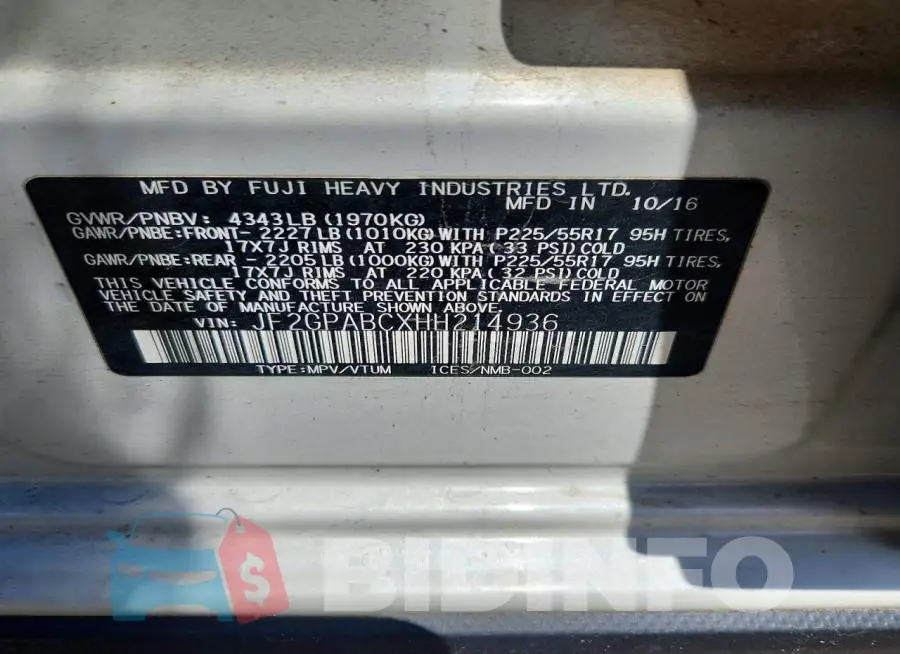 JF2GPABCXHH214936 Photo# 13