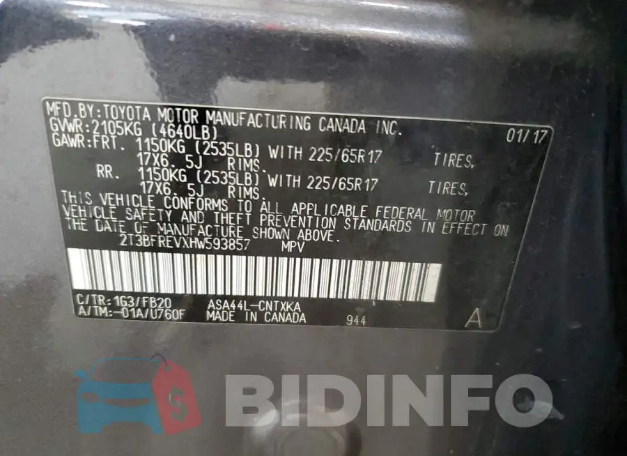2T3BFREVXHW593857 Photo# 14