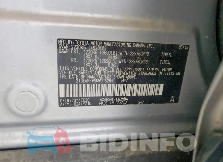 2T3EWRFV5KW015264 Photo# 13