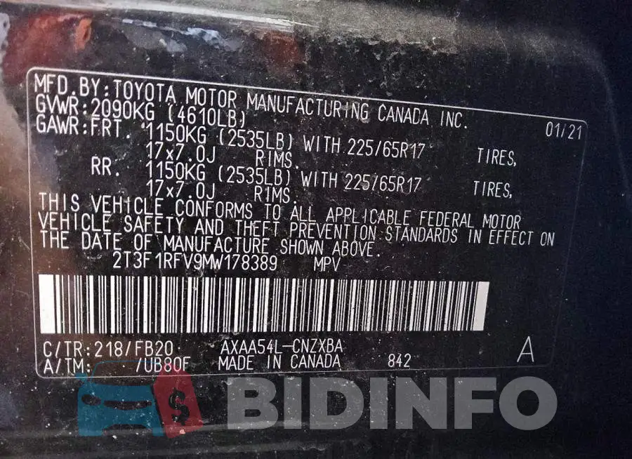 2T3F1RFV9MW178389 Photo# 13