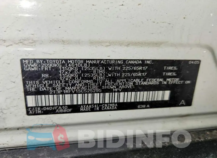 2T3P1RFV1SC525295 Photo# 14