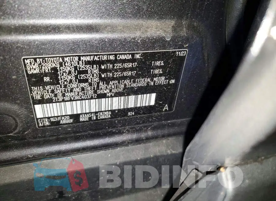 2T3P1RFV3RC403712 Photo# 13