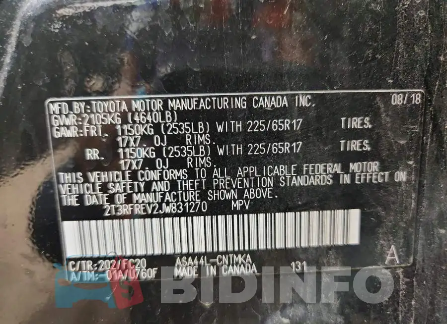 2T3RFREV2JW831270 Photo# 13
