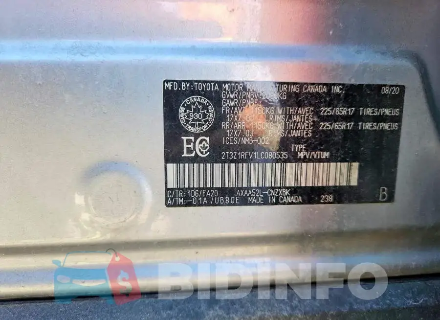 2T3Z1RFV1LC080535 Photo# 14