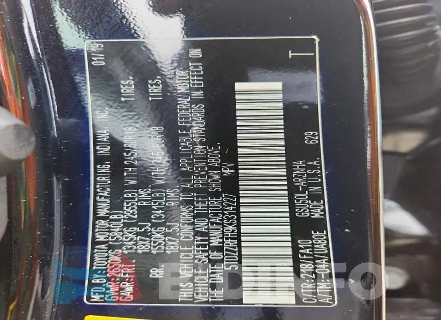 5TDZZRFH9KS314227 Photo# 14