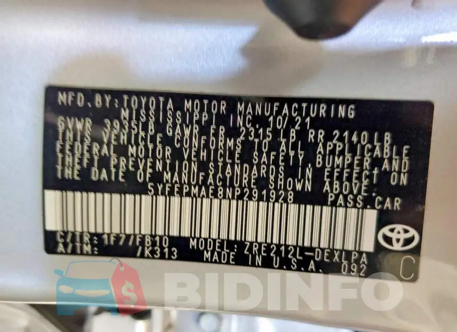5YFEPMAE8NP291928 Photo# 12