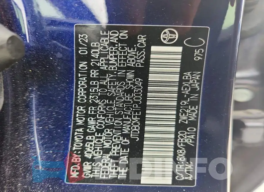 JTDBCMFE1PJ003049 Photo# 12