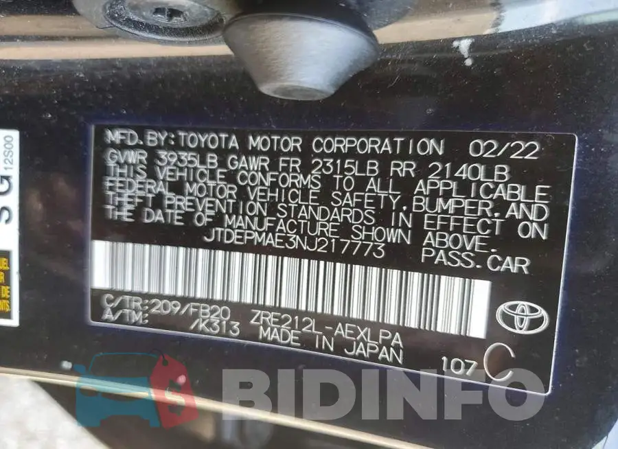 JTDEPMAE3NJ217773 Photo# 13
