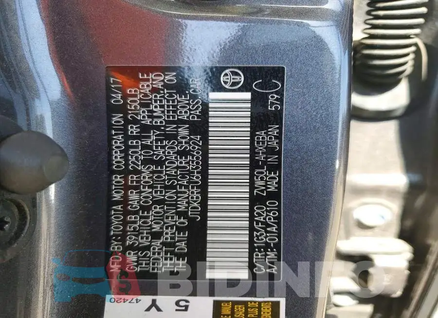 JTDKBRFU6H3556924 Photo# 12