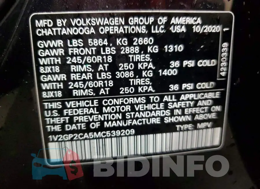 1V2GP2CA5MC539209 Photo# 13