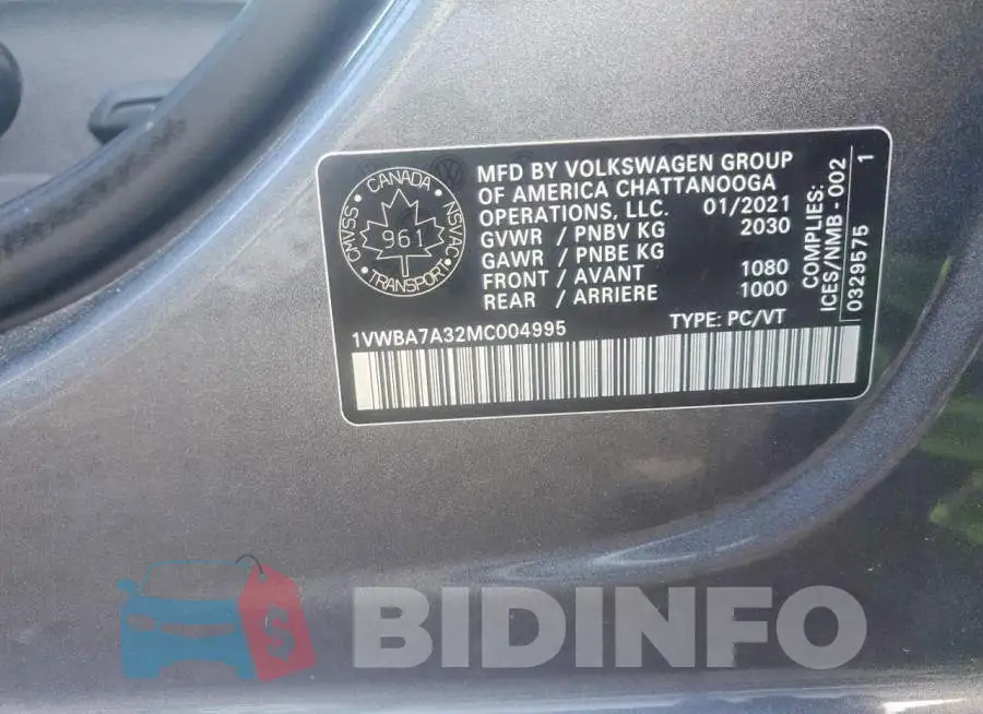 1VWBA7A32MC004995 Photo# 13
