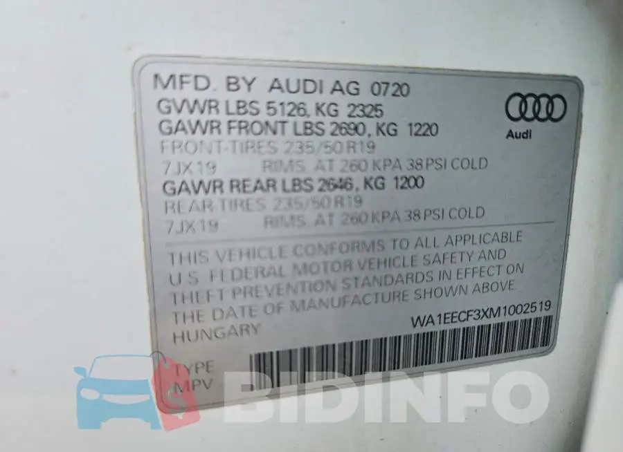 WA1EECF3XM1002519 Photo# 13
