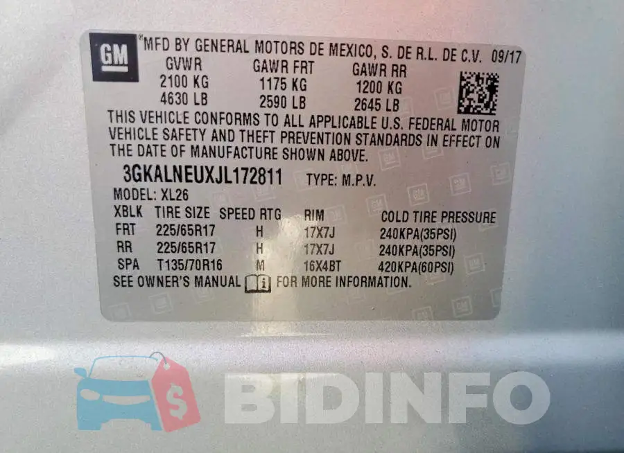 3GKALNEUXJL172811 Photo# 14