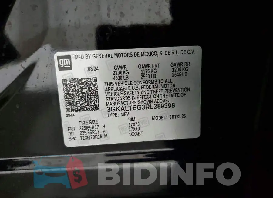 3GKALTEG3RL389398 Photo# 13