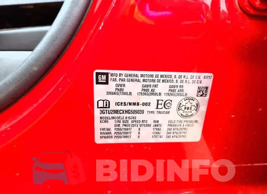 3GTU2MECXHG509039 Photo# 12