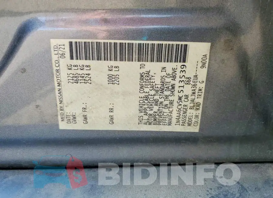 1N4AA6CV5MC513539 Photo# 12