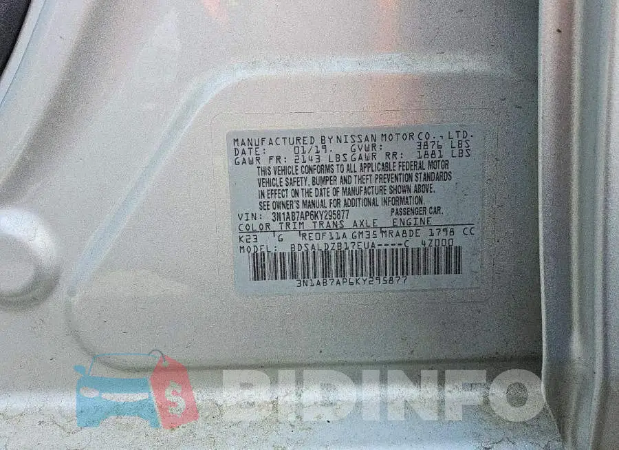 3N1AB7AP6KY295877 Photo# 12
