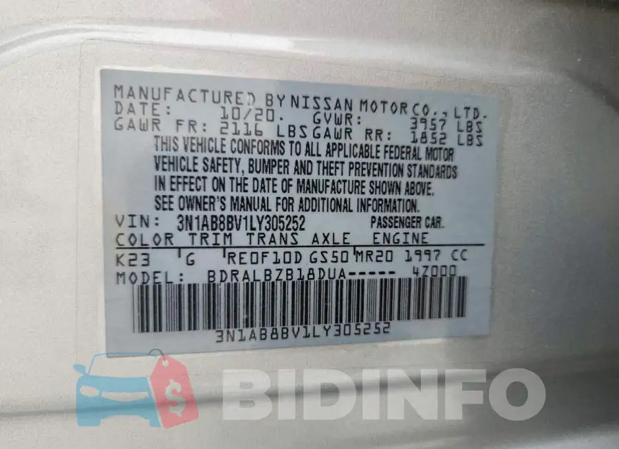3N1AB8BV1LY305252 Photo# 12