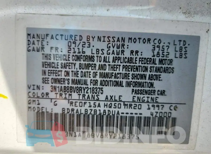 3N1AB8BV8RY218375 Photo# 12