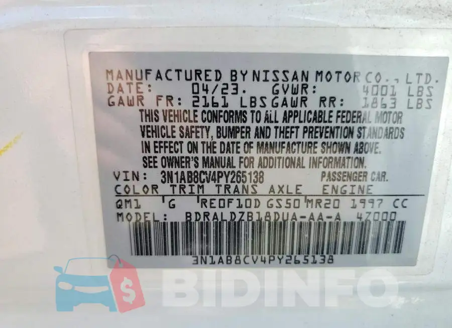 3N1AB8CV4PY265138 Photo# 12