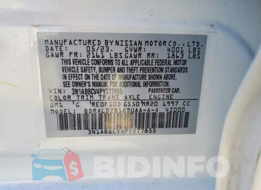 3N1AB8CV4PY277855 Photo# 12