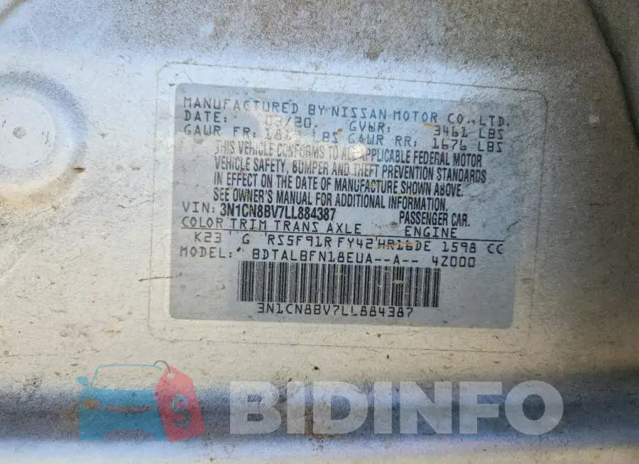 3N1CN8BV7LL884387 Photo# 13