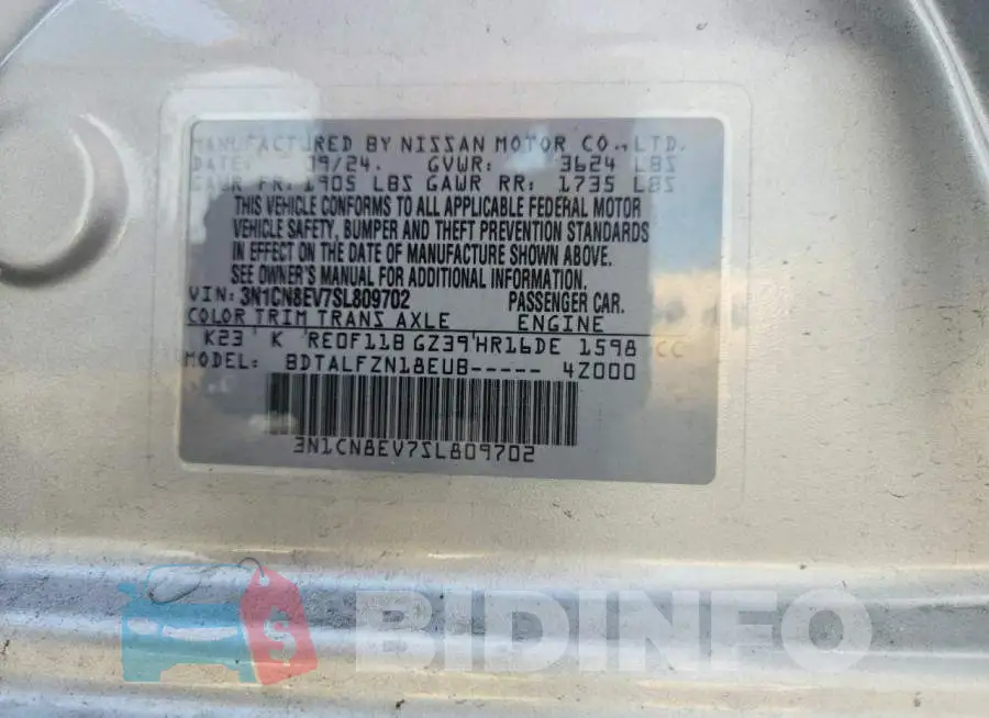 3N1CN8EV7SL809702 Photo# 12