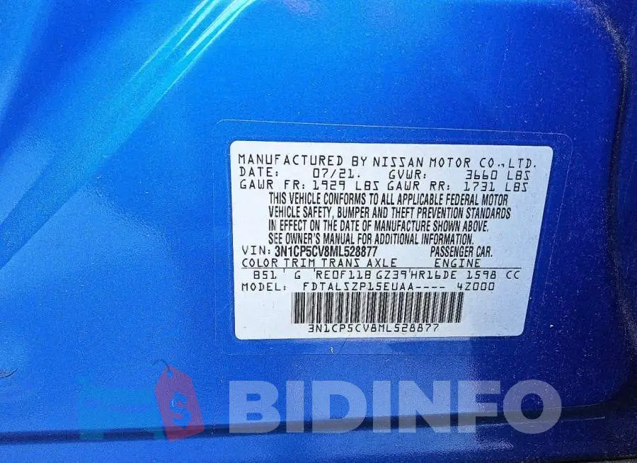 3N1CP5CV8ML528877 Photo# 13