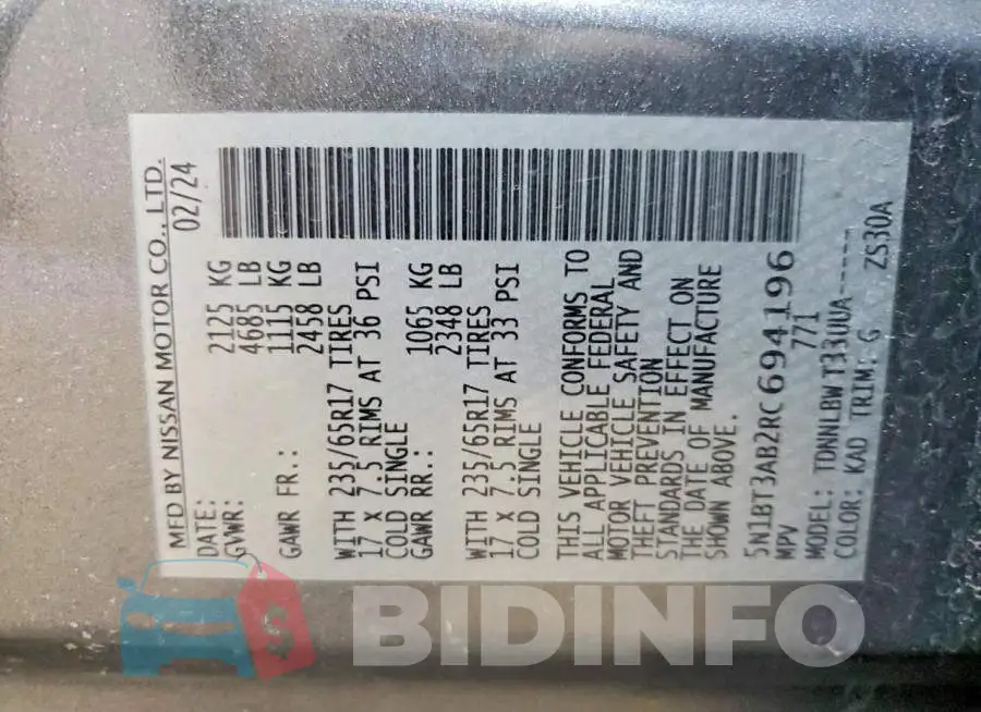 5N1BT3AB2RC694196 Photo# 13