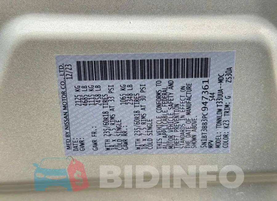 5N1BT3BB3PC947361 Photo# 10