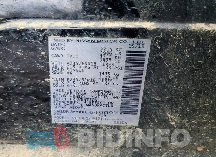 5N1DR2MMXKC640097 Photo# 12